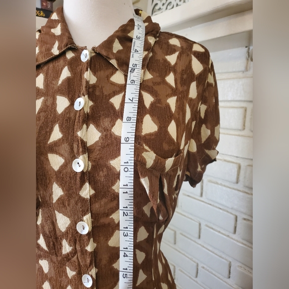 Brown and cream triangle dress soft viscose - Picture 4 of 7